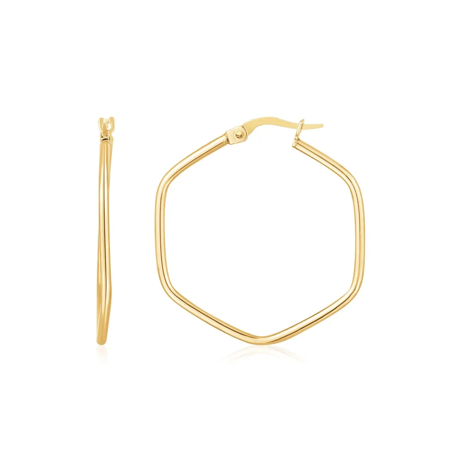 14K Yellow Gold Hexagon Hoop Rounded Edge Earrings RCJ Earrings  CELESTIA LUXE JEWELLERS