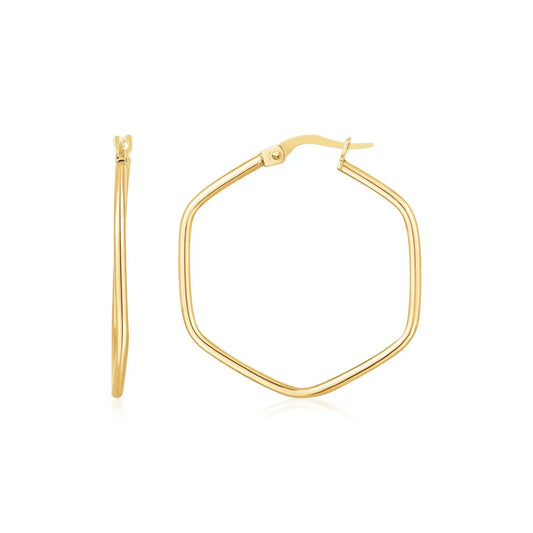 14K Yellow Gold Hexagon Hoop Rounded Edge Earrings RCJ Earrings  CELESTIA LUXE JEWELLERS