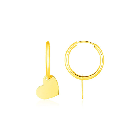 14K Yellow Gold Hoop Polished Earrings with Hearts RCJ Earrings  CELESTIA LUXE JEWELLERS