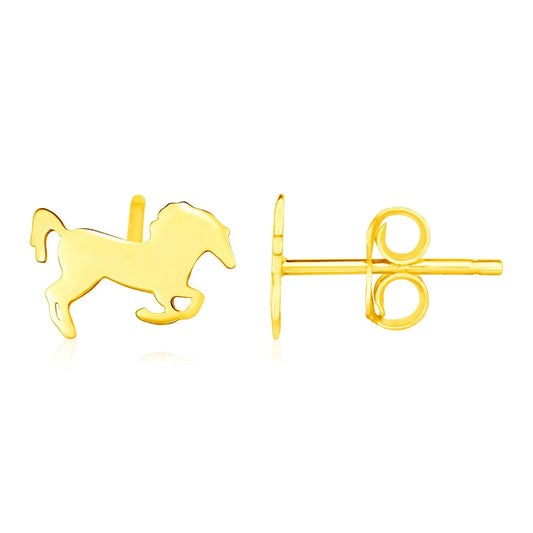 14K Yellow Gold Horse Earrings RCJ Earrings  CELESTIA LUXE JEWELLERS