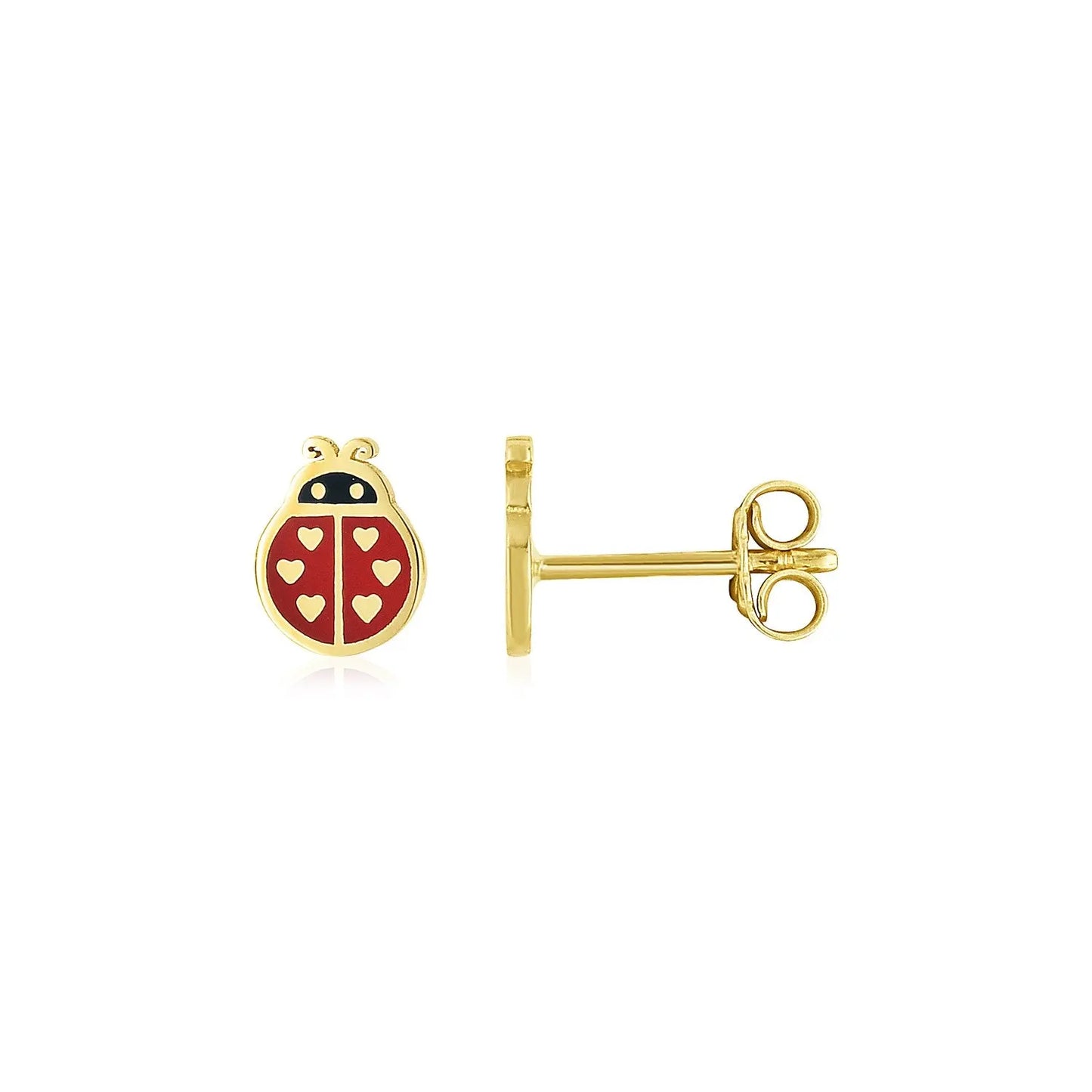 14K Yellow Gold Ladybug Enamel Earrings RCJ Earrings  CELESTIA LUXE JEWELLERS