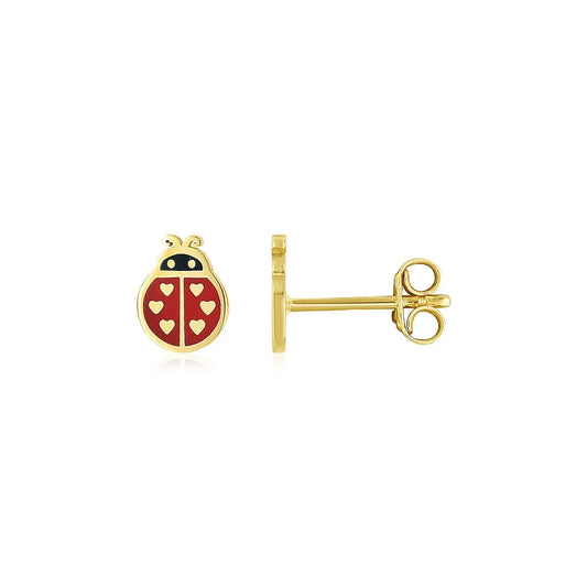 14K Yellow Gold Ladybug Enamel Earrings RCJ Earrings  CELESTIA LUXE JEWELLERS