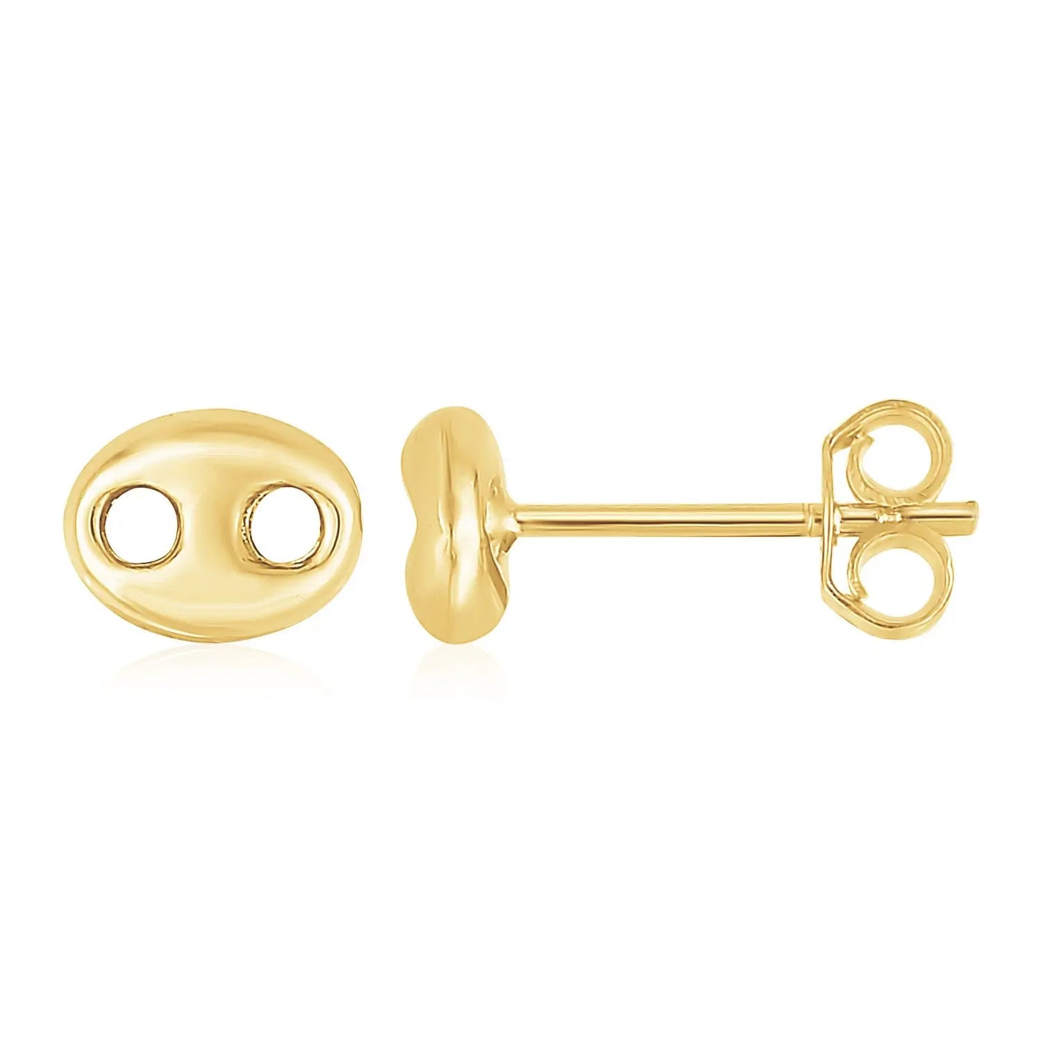 14K Yellow Gold Mariner Link Button Earrings RCJ Earrings  CELESTIA LUXE JEWELLERS