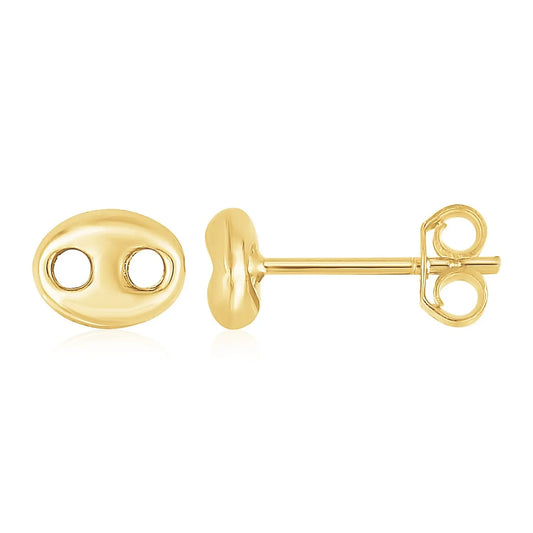 14K Yellow Gold Mariner Link Button Earrings RCJ Earrings  CELESTIA LUXE JEWELLERS