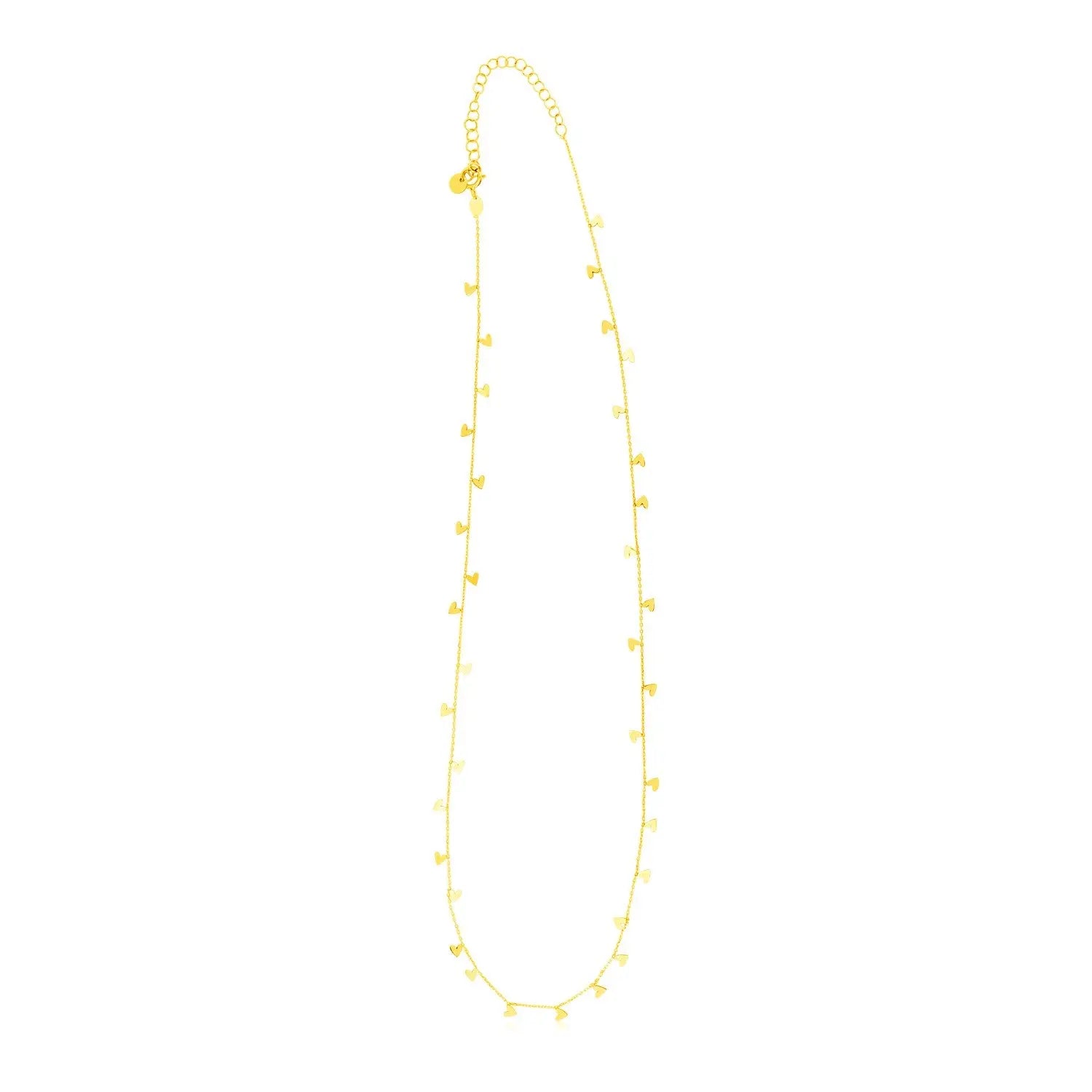 14K Yellow Gold Necklace with Dangling Hearts RCJ Necklaces  CELESTIA LUXE JEWELLERS