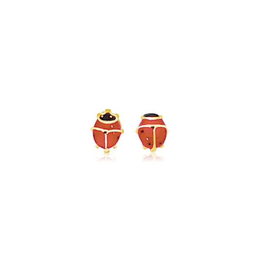 14K Yellow Gold Petite Enamel Lady Bug Stud Earrings RCJ Earrings  CELESTIA LUXE JEWELLERS