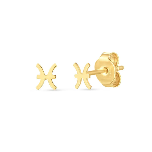 14K Yellow Gold Pisces Stud Earrings RCJ Earrings  CELESTIA LUXE JEWELLERS