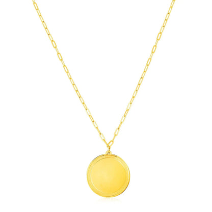 14K Yellow Gold Round Tag Necklace RCJ Necklaces  CELESTIA LUXE JEWELLERS