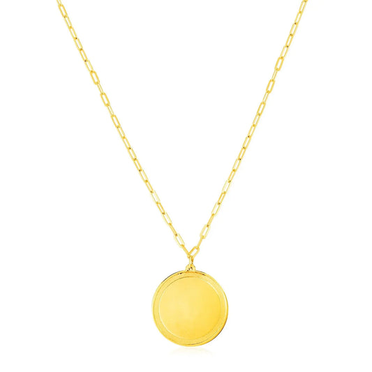 14K Yellow Gold Round Tag Necklace RCJ Necklaces  CELESTIA LUXE JEWELLERS