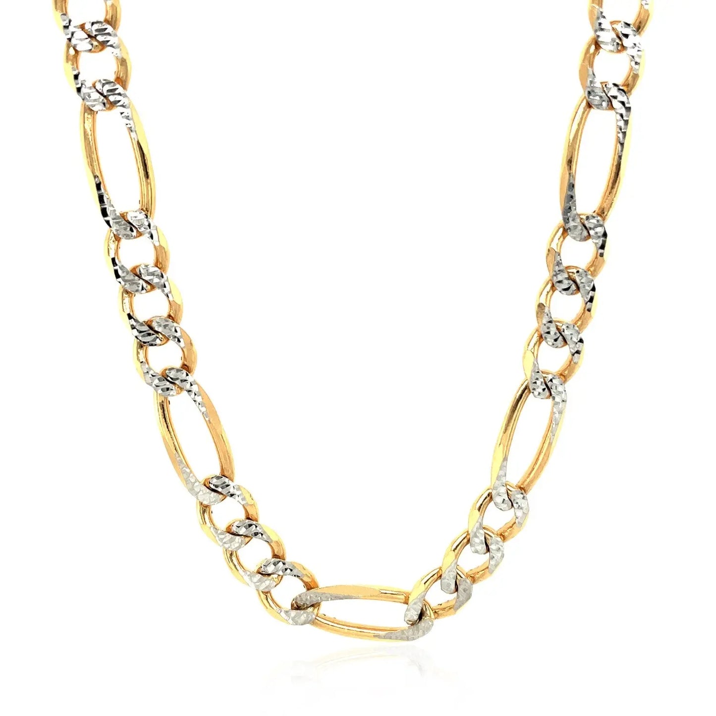 14K Yellow Gold Solid Pave Figaro Chain (7.00 mm) RCJ Chains  CELESTIA LUXE JEWELLERS
