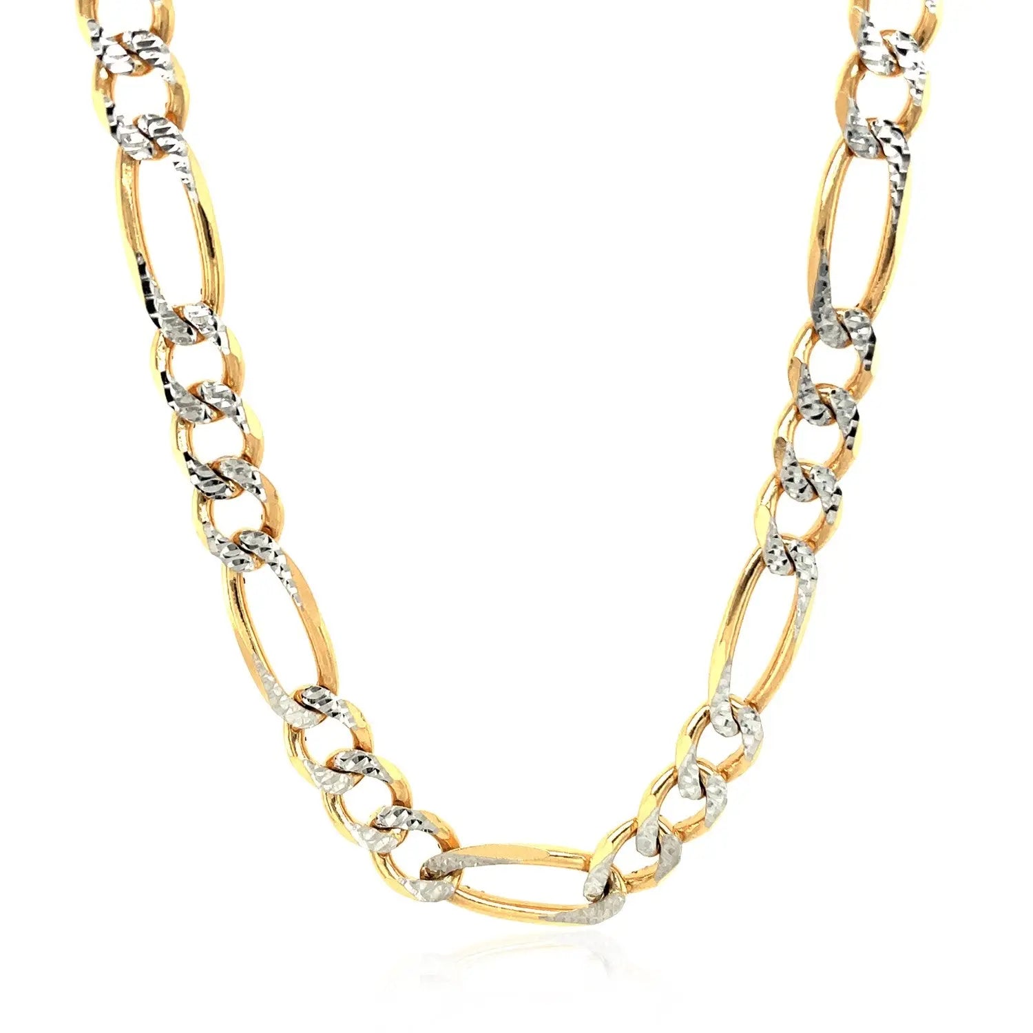 14K Yellow Gold Solid Pave Figaro Chain (7.00 mm) RCJ Chains  CELESTIA LUXE JEWELLERS