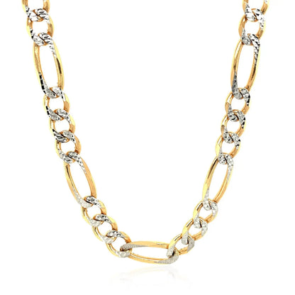 14K Yellow Gold Solid Pave Figaro Chain (7.00 mm) RCJ Chains  CELESTIA LUXE JEWELLERS