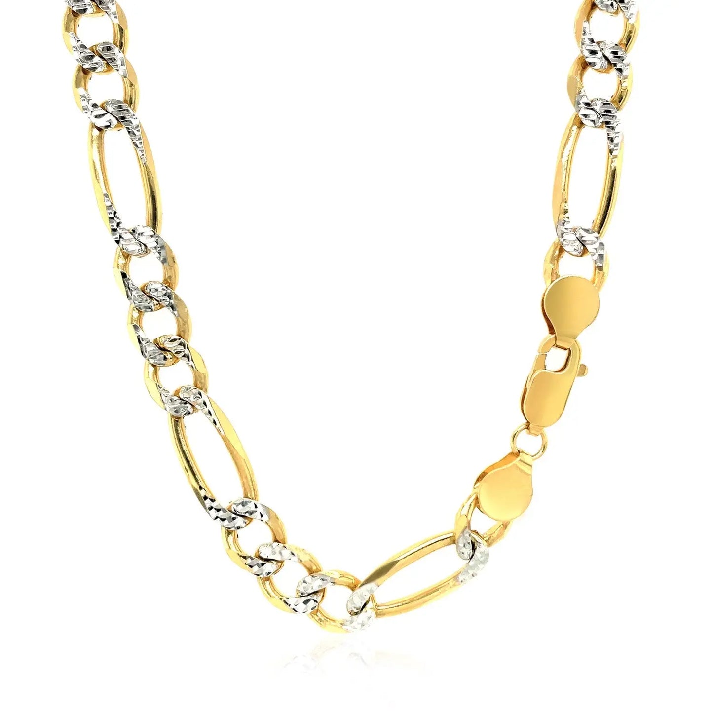 14K Yellow Gold Solid Pave Figaro Chain (7.00 mm) RCJ Chains  CELESTIA LUXE JEWELLERS