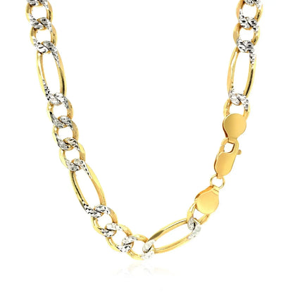 14K Yellow Gold Solid Pave Figaro Chain (7.00 mm) RCJ Chains  CELESTIA LUXE JEWELLERS