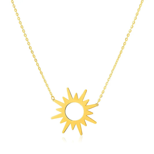 14K Yellow Gold Sunburst Necklace RCJ Necklaces  CELESTIA LUXE JEWELLERS