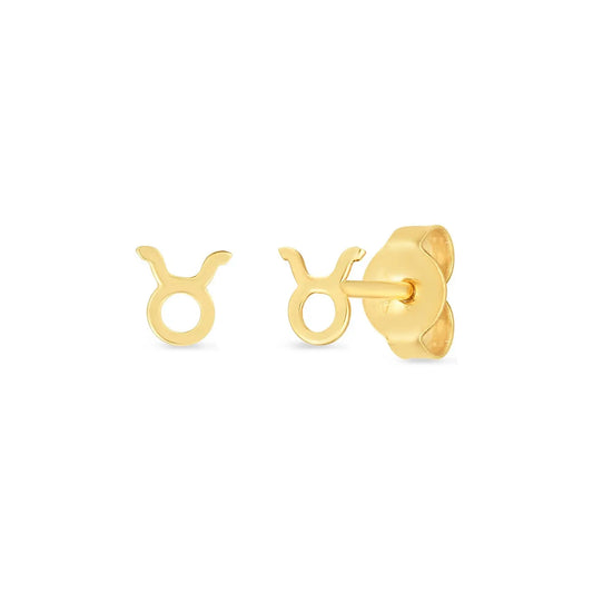 14K Yellow Gold Taurus Stud Earrings RCJ Earrings  CELESTIA LUXE JEWELLERS