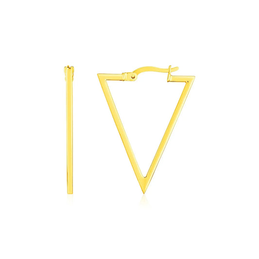 14K Yellow Gold Triangle Hoop Earrings RCJ Earrings  CELESTIA LUXE JEWELLERS