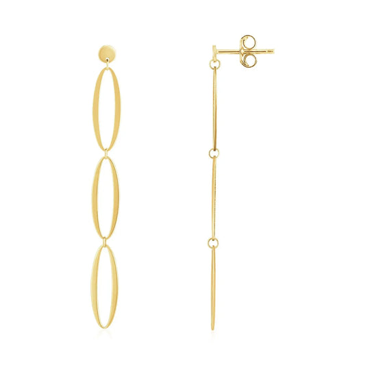 14K Yellow Gold Triple Oval Fancy Drop Earrings RCJ Earrings  CELESTIA LUXE JEWELLERS