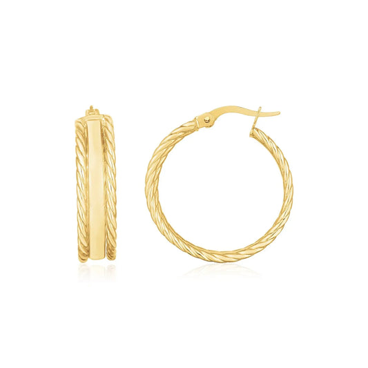 14K Yellow Gold Triple Row Hoop Earrings RCJ Earrings  CELESTIA LUXE JEWELLERS