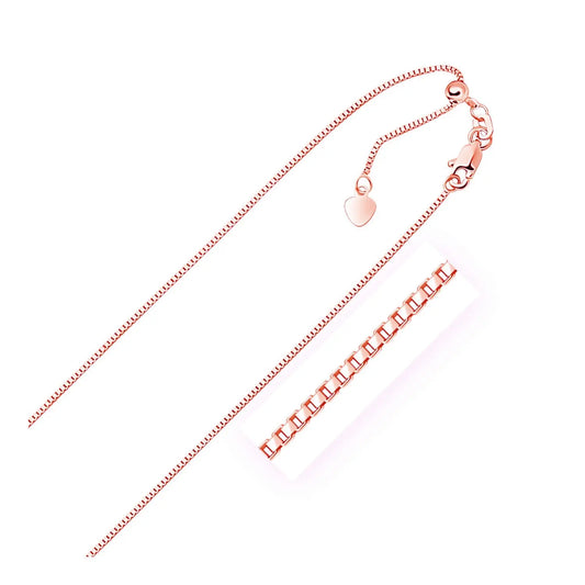 14k Rose Gold Adjustable Box Chain (0.85 mm) RCJ Chains  CELESTIA LUXE JEWELLERS
