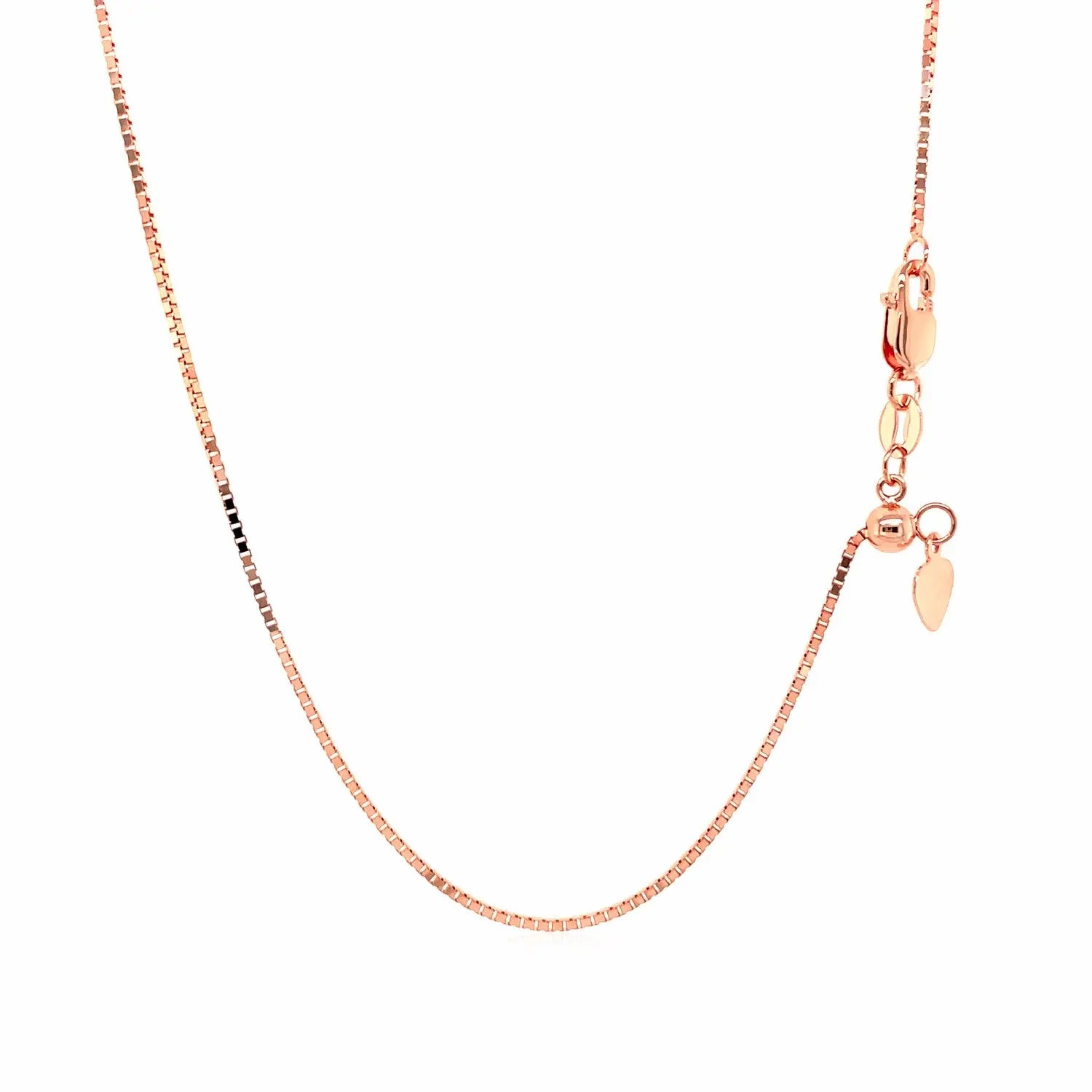 14k Rose Gold Adjustable Box Chain (0.85 mm) RCJ Chains  CELESTIA LUXE JEWELLERS