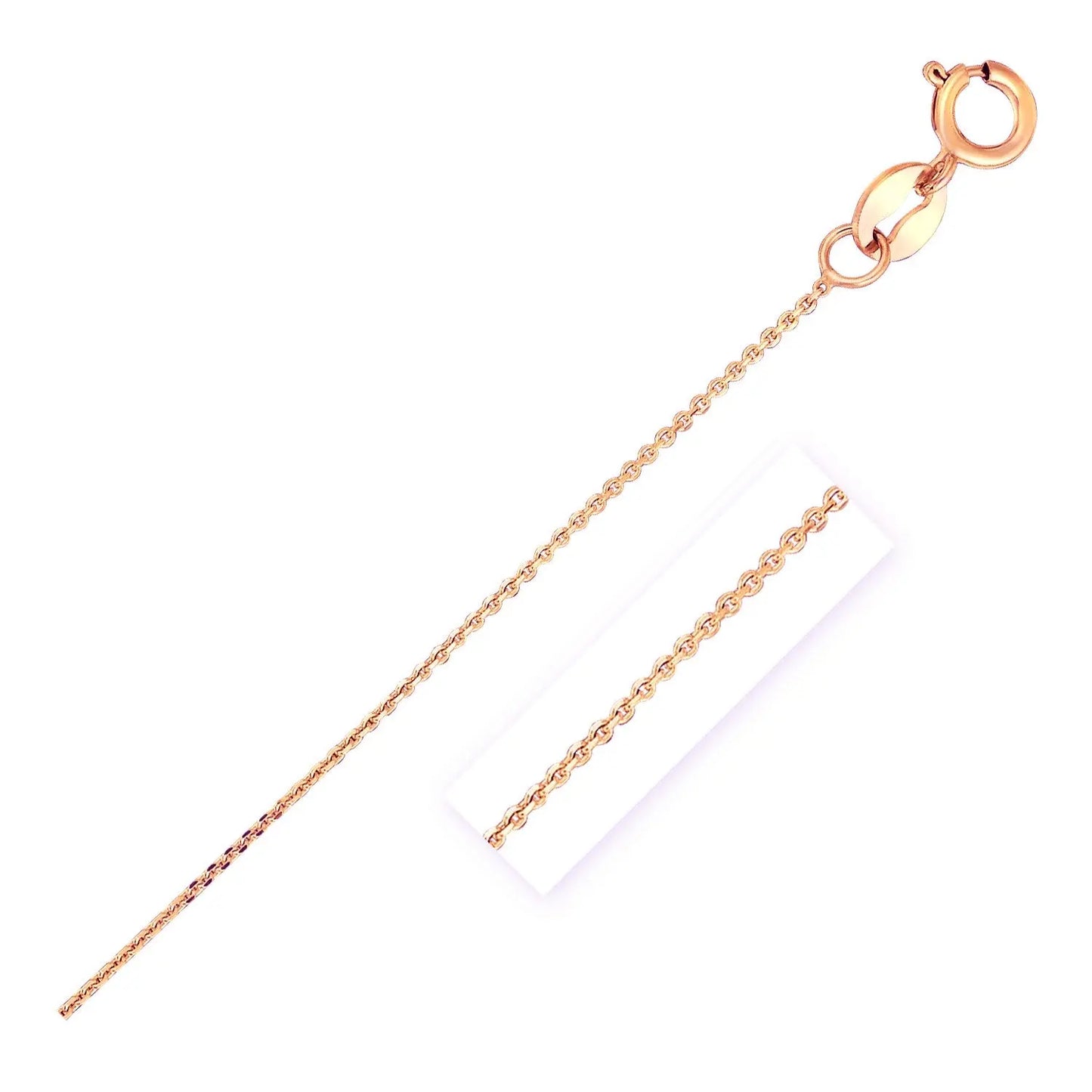 14k Rose Gold Diamond Cut Cable Link Chain (0.68 mm) RCJ Chains  CELESTIA LUXE JEWELLERS