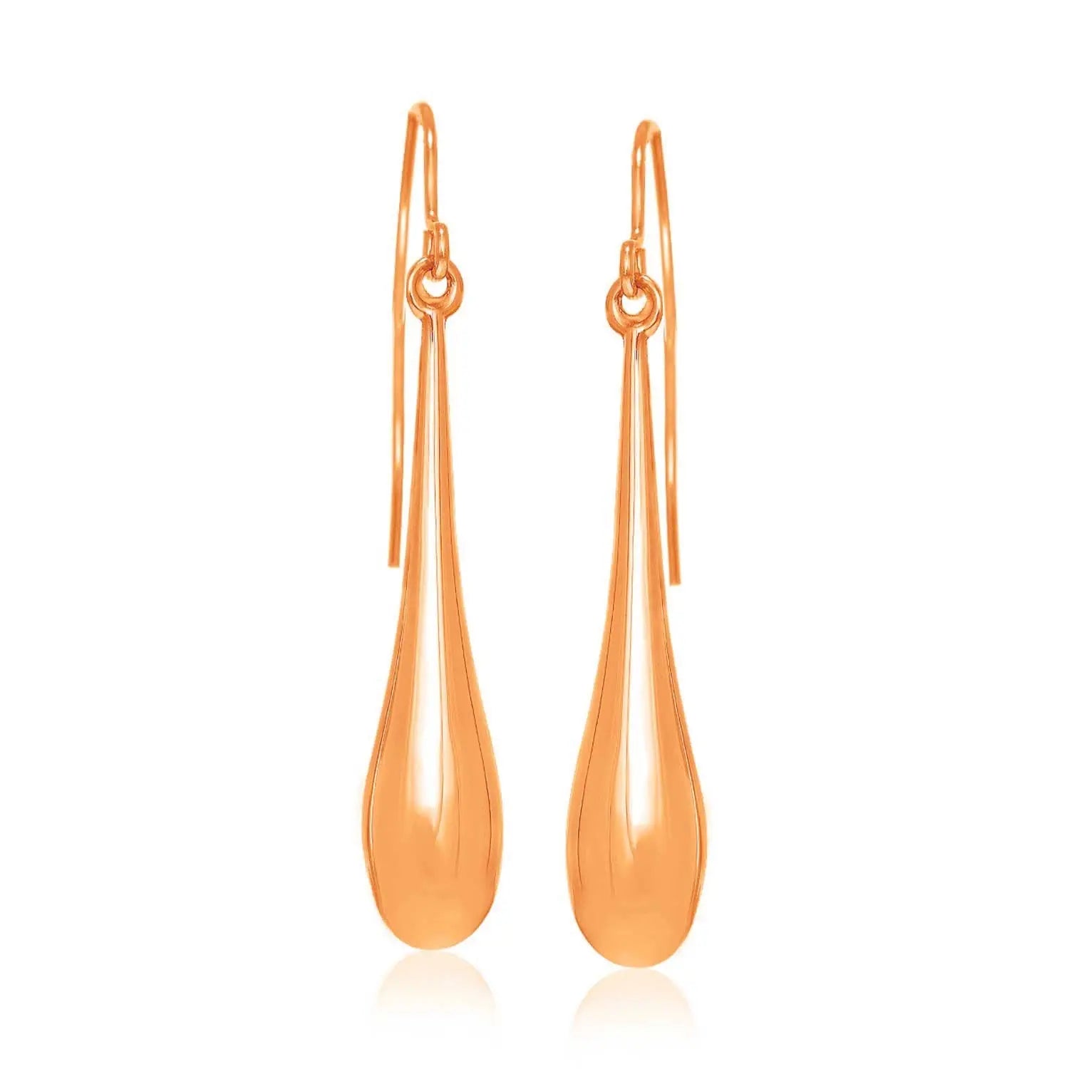 14k Rose Gold Long Polished Teardrop Dangling Earrings RCJ Earrings  CELESTIA LUXE JEWELLERS