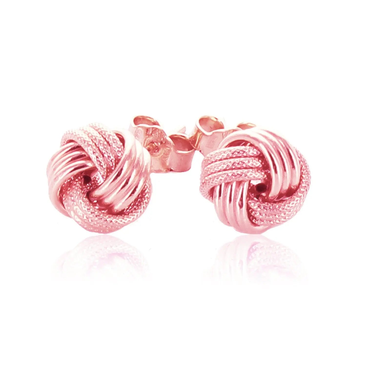 14k Rose Gold Love Knot with Ridge Texture Earrings RCJ Earrings  CELESTIA LUXE JEWELLERS