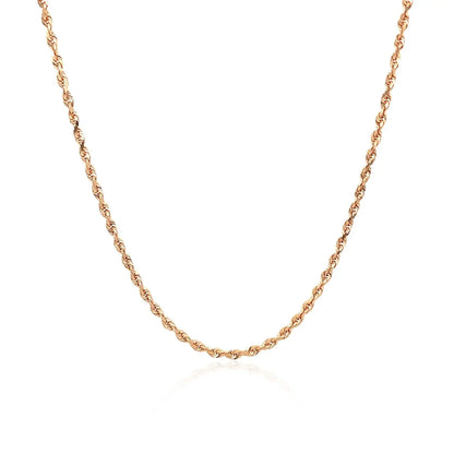 14k Rose Gold Solid Diamond Cut Rope Chain (1.6 mm) RCJ Chains  CELESTIA LUXE JEWELLERS