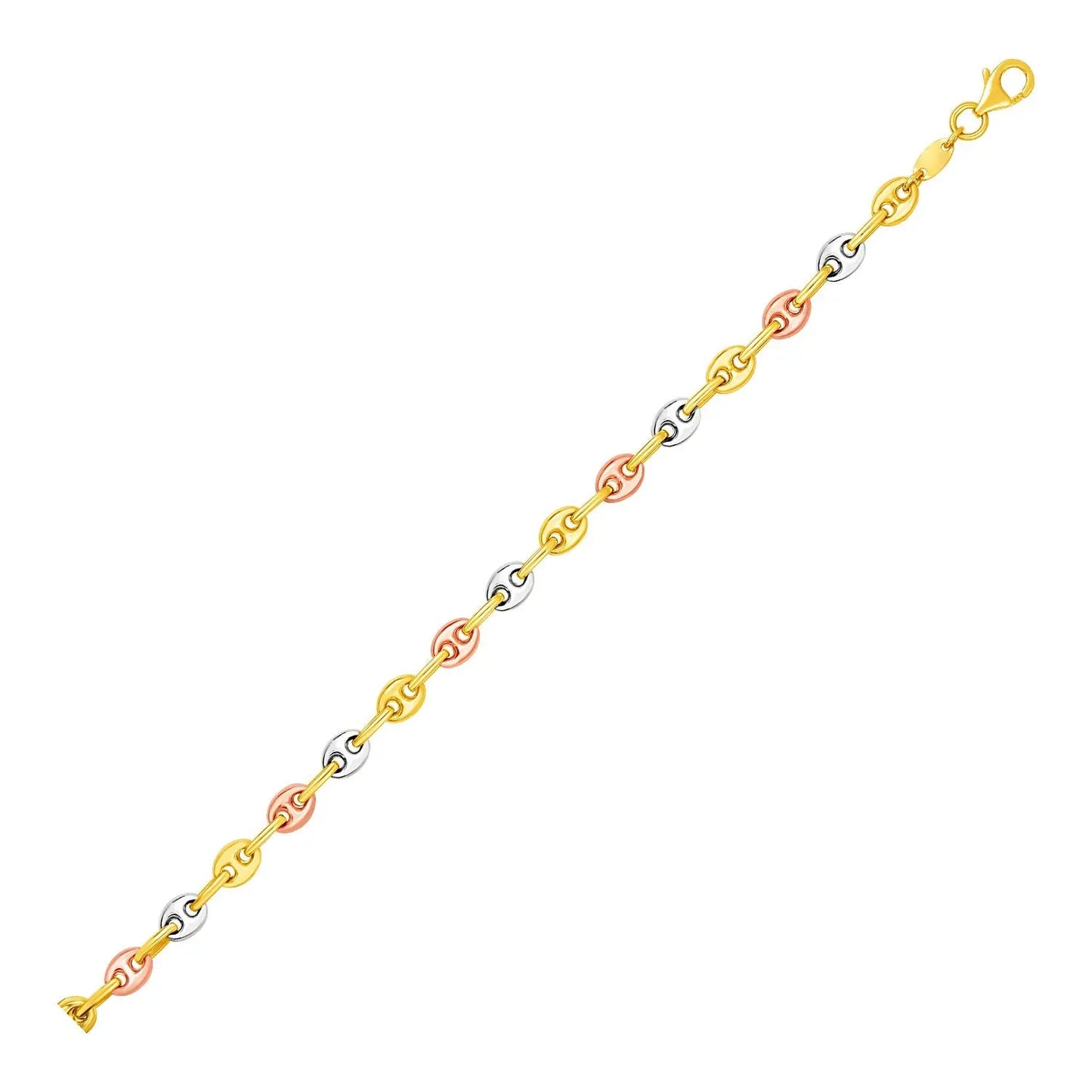 14k Tri Color Gold Mariner Link Bracelet (4.90 mm) RCJ Bracelets  CELESTIA LUXE JEWELLERS