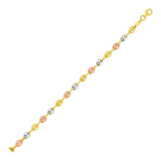 14k Tri Color Gold Mariner Link Bracelet (4.90 mm) RCJ Bracelets  CELESTIA LUXE JEWELLERS
