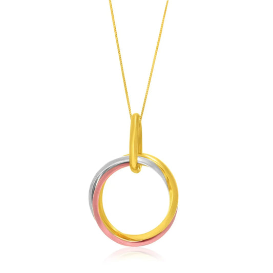 14k Tri-Color Gold Open Interlaced Ring Pendant RCJ Pendants  CELESTIA LUXE JEWELLERS