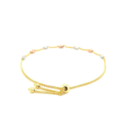 14k Tri-Color Gold Textured Oval Station Lariat Style Bracelet (1.20 mm) RCJ Bracelets  CELESTIA LUXE JEWELLERS