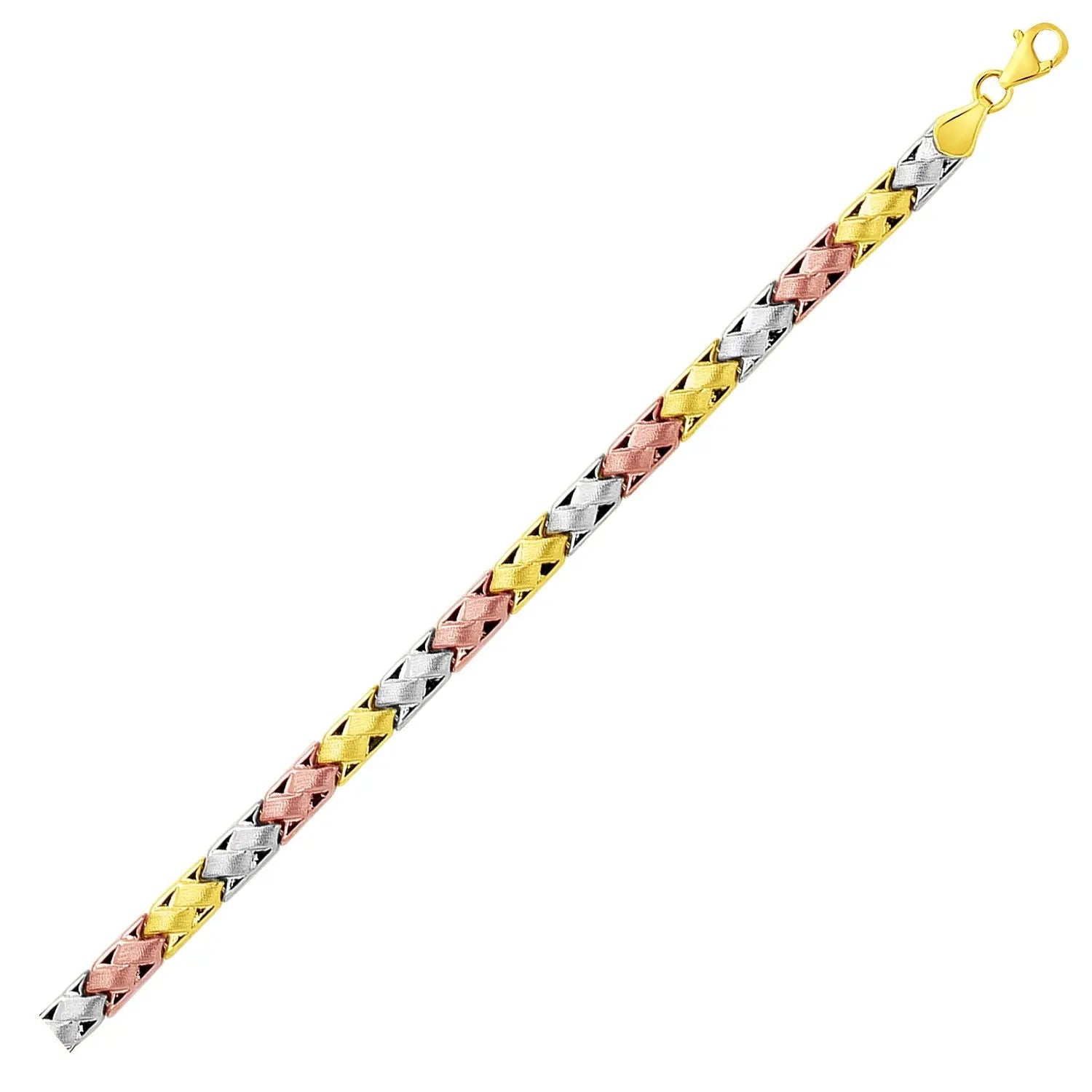 14k Tri-Color Gold Weave Design Bracelet (6.35 mm) RCJ Bracelets  CELESTIA LUXE JEWELLERS