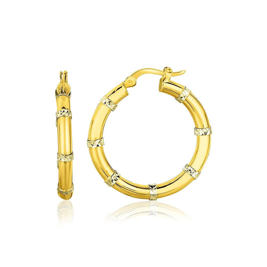 14k Two-Tone Gold Alternate Textured Hoop Earrings RCJ Earrings  CELESTIA LUXE JEWELLERS