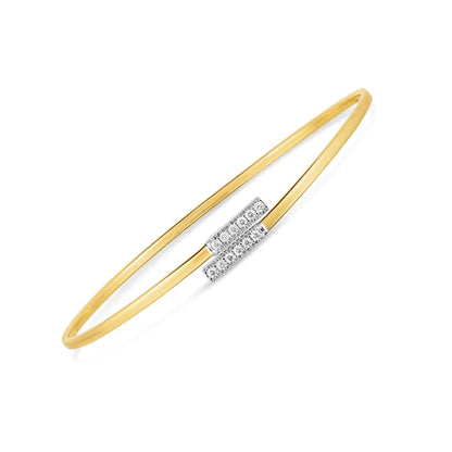 14k Two Tone Gold Diamond Bypass Bar Bangle (2.00 mm) RCJ Bangles  CELESTIA LUXE JEWELLERS