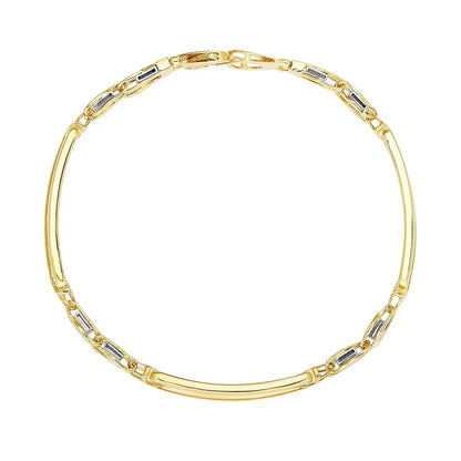 14k Two-Tone Gold Fancy Bar Style Mens Bracelet with Curved Connectors (9.65 mm) RCJ Bracelets  CELESTIA LUXE JEWELLERS