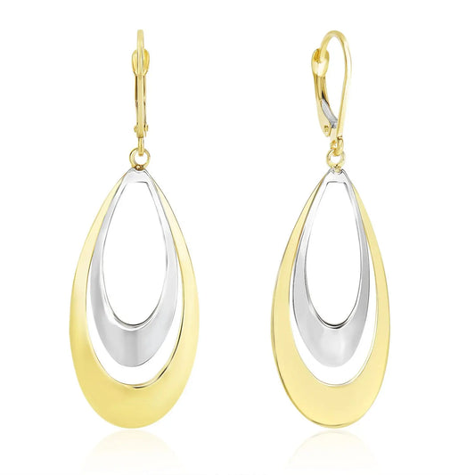 14k Two-Tone Gold Graduated Open Double Teardrop Earrings RCJ Earrings  CELESTIA LUXE JEWELLERS