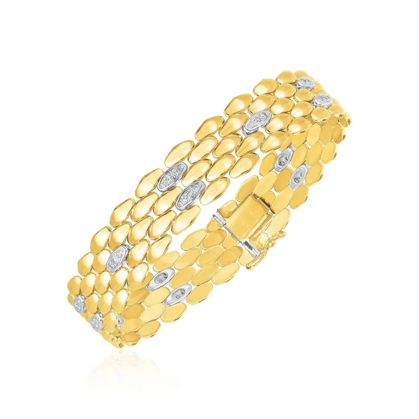 14k Two Tone Gold High Polish Diamond Panther Bracelet  (12.00 mm) RCJ Bracelets  CELESTIA LUXE JEWELLERS