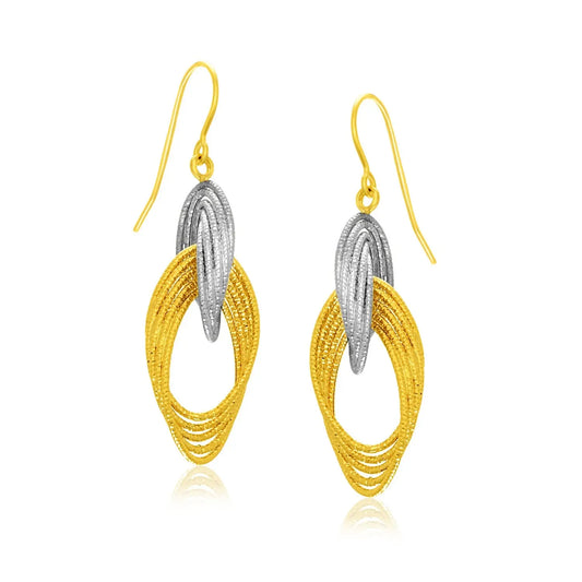 14k Two-Tone Gold Interlaced Multiple Row Earrings RCJ Earrings  CELESTIA LUXE JEWELLERS