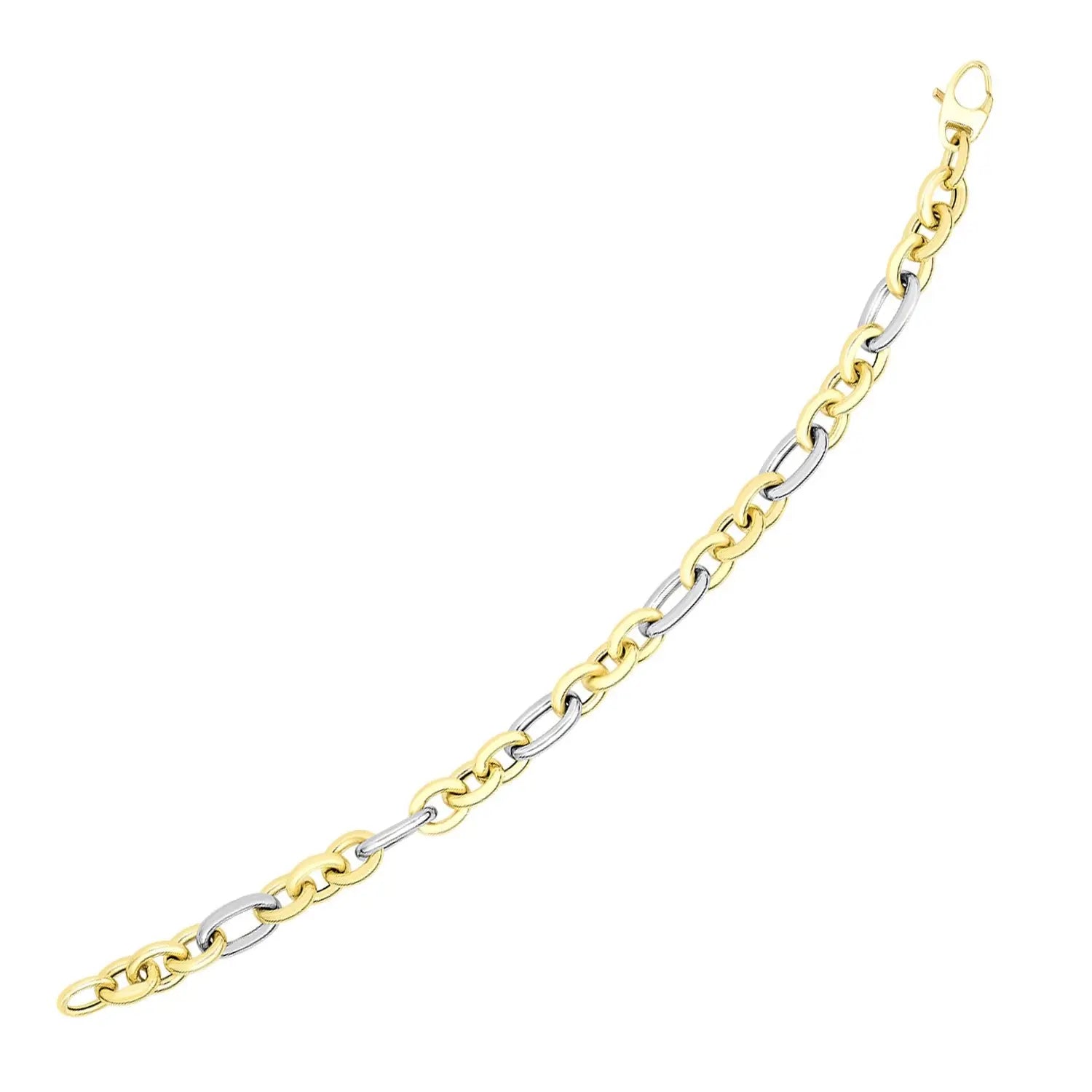 14k Two-Tone Gold Long and Short Style Oval Link Bracelet (7.50 mm) RCJ Bracelets  CELESTIA LUXE JEWELLERS