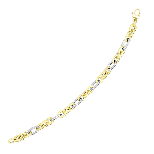 14k Two-Tone Gold Long and Short Style Oval Link Bracelet (7.50 mm) RCJ Bracelets  CELESTIA LUXE JEWELLERS