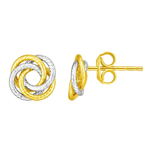 14k Two Tone Gold Love Knot Earrings RCJ Earrings  CELESTIA LUXE JEWELLERS