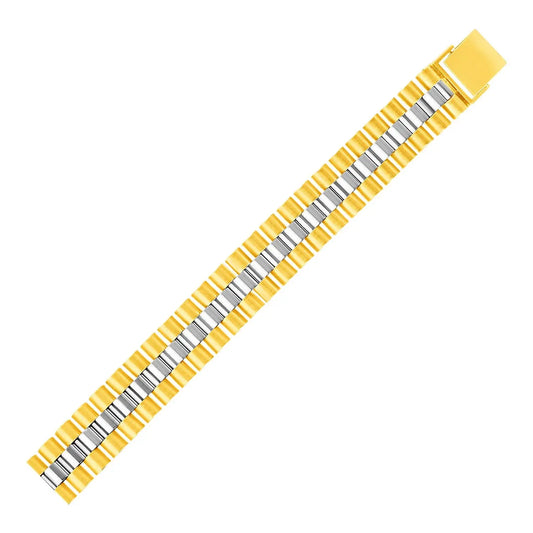 14k Two Tone Gold Mens Panther Link Bracelet (12.30 mm) RCJ Bracelets  CELESTIA LUXE JEWELLERS