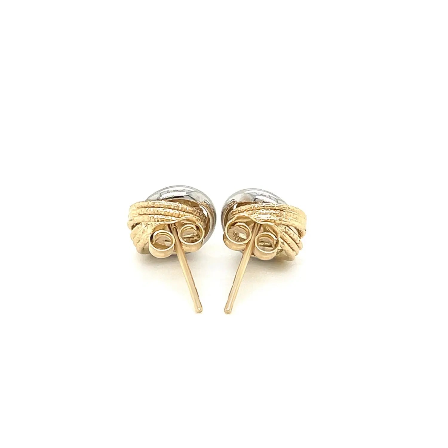 14k Two-Tone Gold Multi-Textured Open Circle Style Entwined Earrings RCJ Earrings  CELESTIA LUXE JEWELLERS
