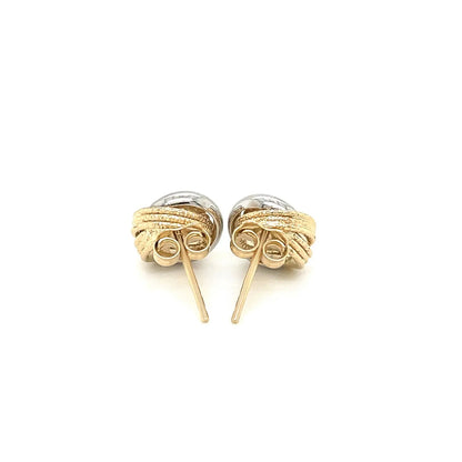 14k Two-Tone Gold Multi-Textured Open Circle Style Entwined Earrings RCJ Earrings  CELESTIA LUXE JEWELLERS