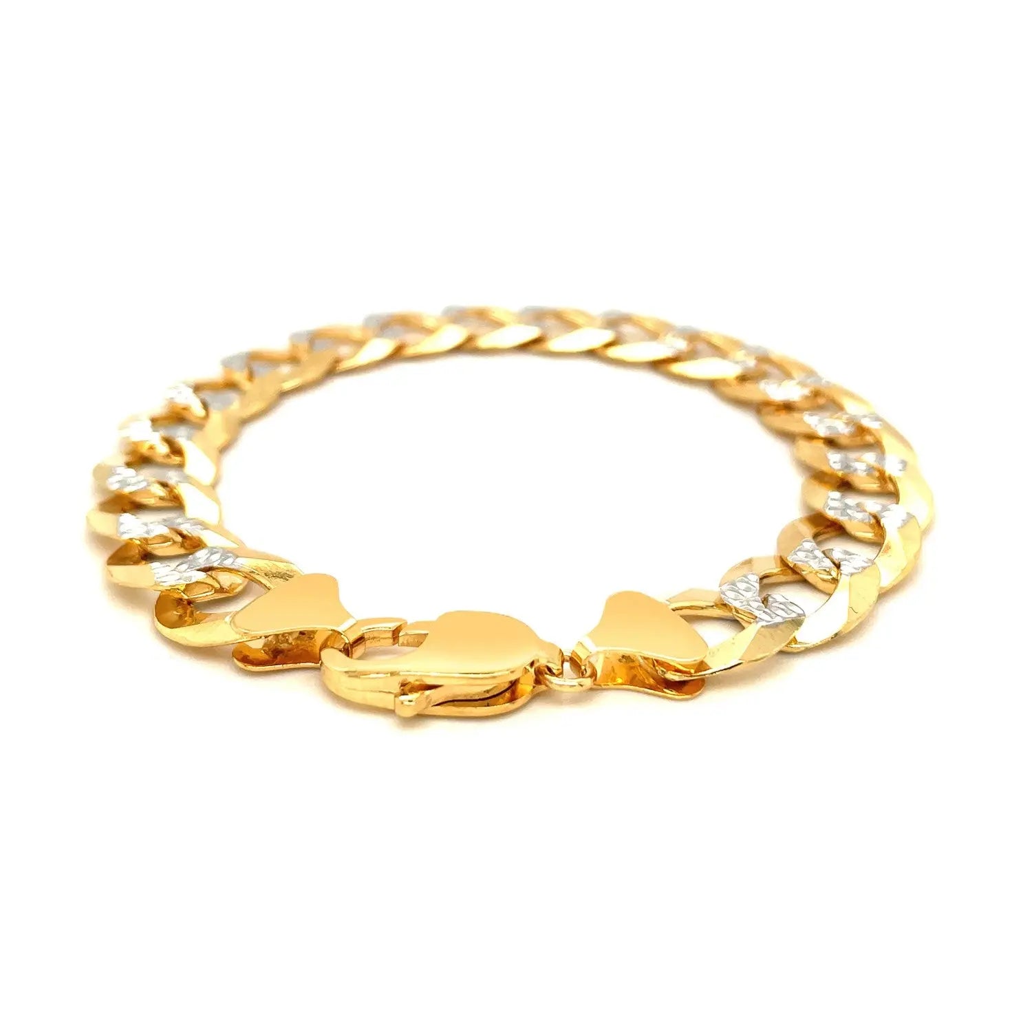 14k Two Tone Gold Pave Curb Bracelet (12.18 mm) RCJ Bracelets  CELESTIA LUXE JEWELLERS