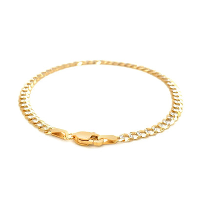 14k Two Tone Gold Pave Curb Bracelet (3.60 mm) RCJ Bracelets  CELESTIA LUXE JEWELLERS