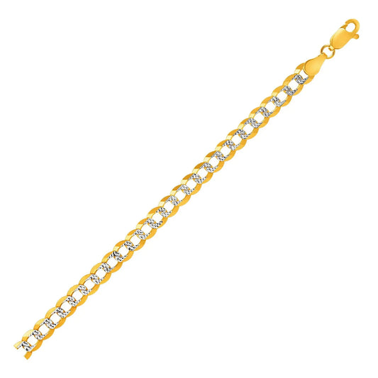 14k Two Tone Gold Pave Curb Bracelet (5.70 mm) RCJ Bracelets  CELESTIA LUXE JEWELLERS