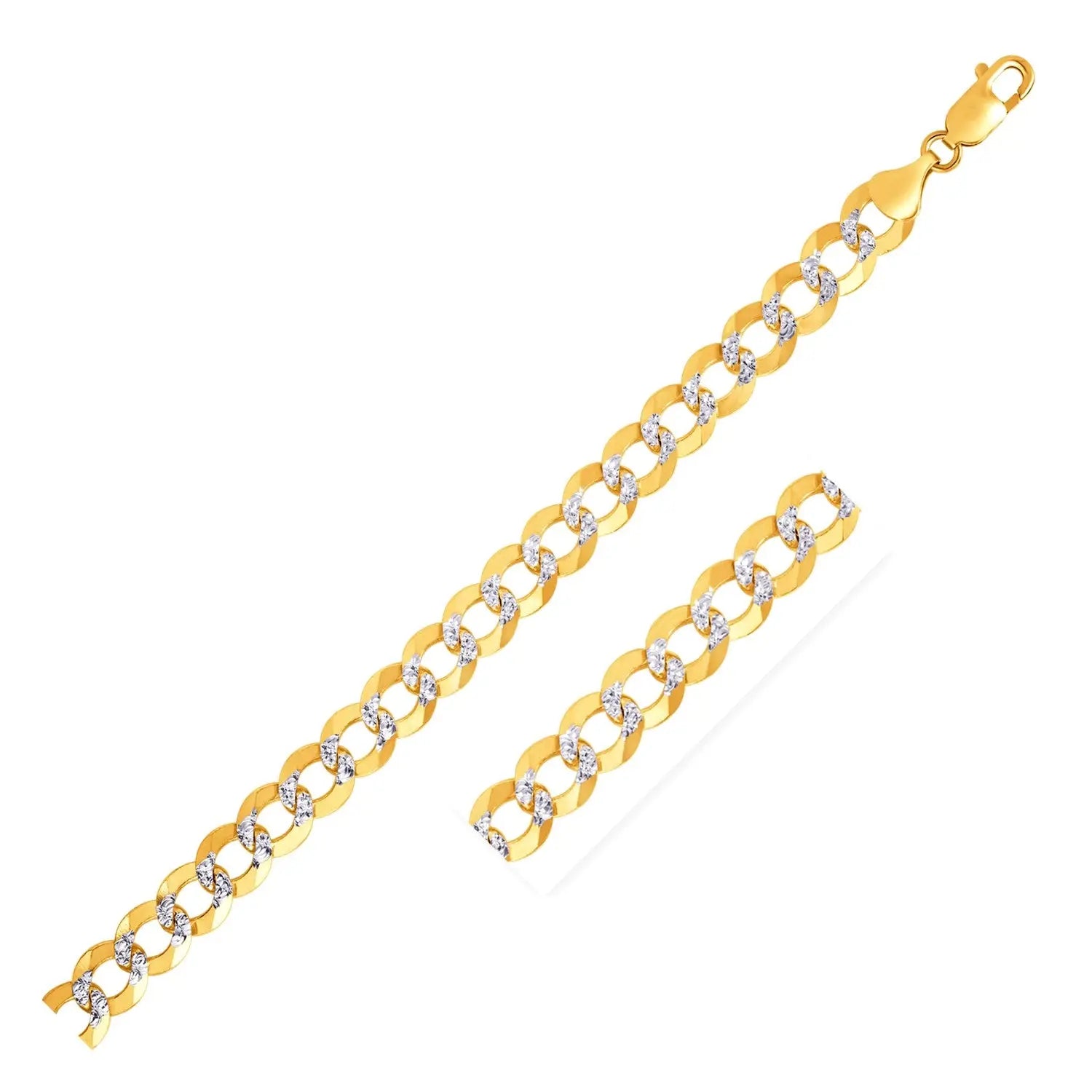 14k Two Tone Gold Pave Curb Bracelet (7.00 mm) RCJ Bracelets  CELESTIA LUXE JEWELLERS